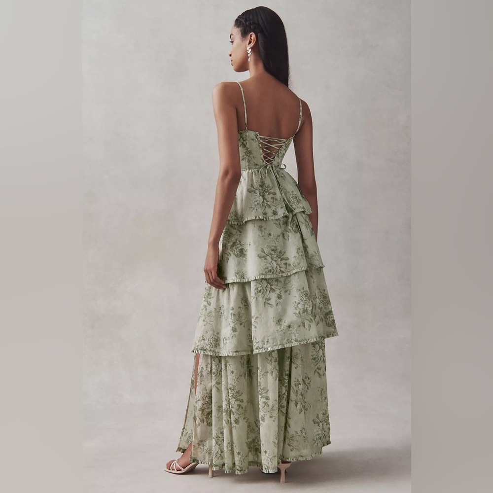 V. Chapman Caterina Corset Ruffle Dress - Sage Green - size 10 - NWT - Picture 4 of 9
